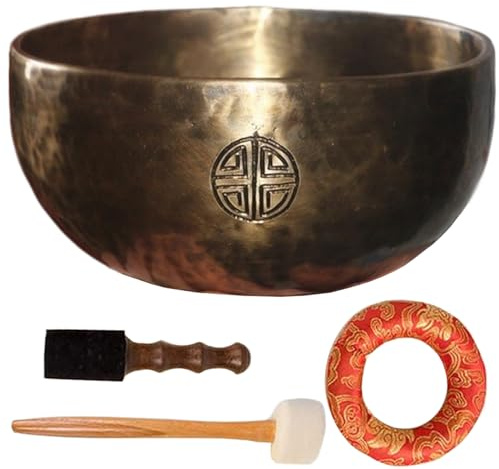 Tibetansk sjungskål set 15 cm koppar tibetansk skål rund sjunga med klubba och kudde för meditation Mindfulness yoga chakra och mer