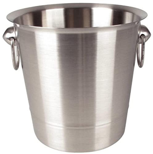 Olympia Brushed Stainless Steel Wine & Champagne Bucket - Round Drinks Ice Bucket Cooler for Parties, BBQs and Bars K406