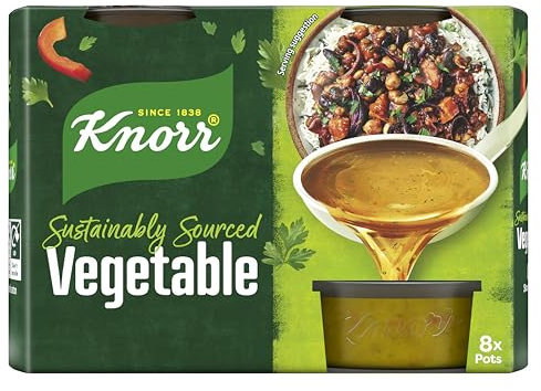 Knorr Vegetable Stock Pot pack of 4 (32 pots) gluten-free to add a rich flavour to vegetable-based and vegetarian meals 8 x 28 g