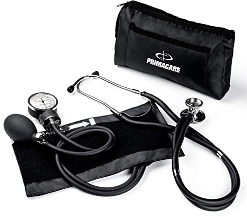 Primacare DS-9181-BK Professional Aneroid Sphygmomanometer and Sprague Rappaport Stethoscope, Manual Blood Pressure Kit with Cuff and Carrying Case, Black