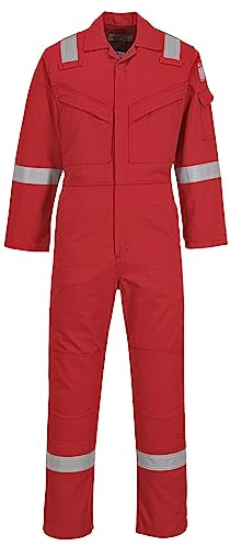 Portwest FR50 Tuta Riflettente Resistente al Fuoco FR Antistatica Ignifugo | Rosso, 3XL, Cerniera Frontale Bidirezionale, EN 17353 Tipo B2, EN 61482-1-2, EN ISO 11611, EN ISO 11612, EN 1149-5, Duraturo
