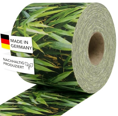 Zaundruck Sichtschutzstreifen Polyester - nachhaltiger Sichtschutz für Doppelstabmattenzaun - Motiv Windschutz 26 m x 19 cm - Sichtschutz-Rolle - Bambus