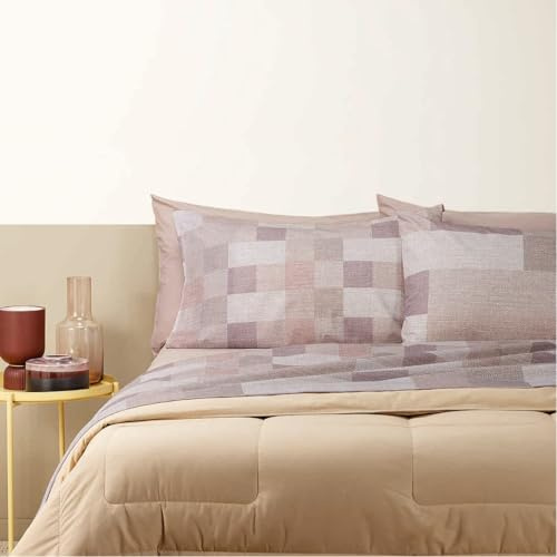 Bassetti Parure de lit 2 places en flanelle de coton Charse + tablette parfum linge pour armoires Blanccasa