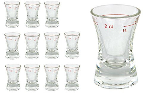 Van Well Schnapsglas Set 12-teilig geeicht 2 cl konkav mit Eichstrich hochwertiges Shot Glas