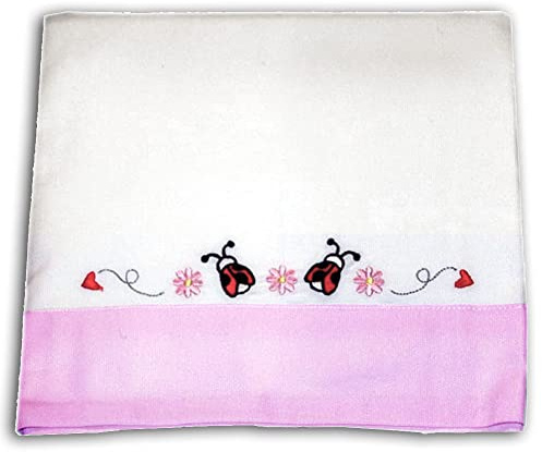 Zigozago - 3-teiliges Bettwäsche-Set für Wiege Marienkäfer; 100% Baumwolle, handgefertigt; Größe: Kinderbett/Kinderwagen 75 x 90 cm; Farbe Rosa