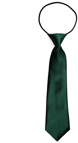 DonDon Cravatta da bambino ragazzo effetto seta lucida - 7,0 cm di larghezza - con elastico - verde scuro