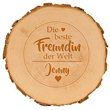 Baumscheibe für die beste Freundin mit Gravur - personalisierte Holzscheibe - Geschenkidee zum Geburtstag - Geburtstagsgeschenk - naturbelassen - Dekoration - Wanddeko