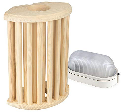 Kit d'éclairage de Sauna Abat-jour Sawo 915-VP de Pin avec E27 IP54 Lampe de Sauna et Câble de Silicone 5m SiHF
