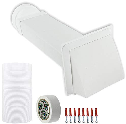 SPARES2GO Exterior Wall Venting Kit & Extension Hose for Air Conditioning Unit (5 x 3m, White)