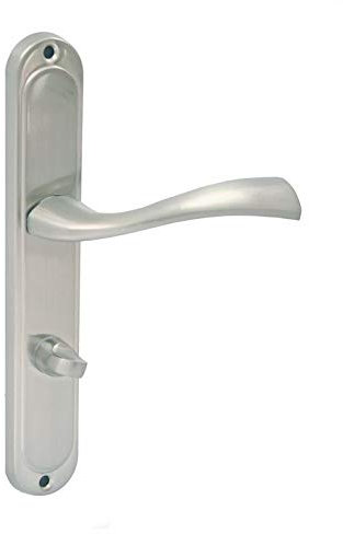 domino Tirador de puerta FLY ECO M9 para baño de inodoro, 78, juego de manillas puertas interior, placa larga, juego de picaportes pomos puertas, color: níquel y material: aluminio