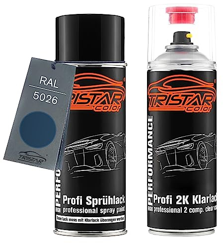 RAL 5026 Perlnachtblau Perl Lack Spraydose + 2K-Klarlack glänzend | Set aus Basislack + 2K-Klarlack, Sprühdosen 400 ml, schnelltrocknend