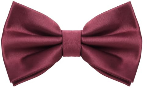 MASADA Herren Fliege Dunkelrot Seidenlook, stufenlos verstellbar, handgefertigt, Hakenverschluss - 12 x 6 cm 100% Polyester