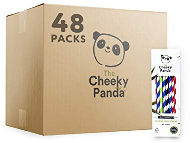 The Cheeky Panda – Pajitas de papel de bambú | Caja multicolor a granel de 48 paquetes (4800 pajitas en total) | 100% biodegradable, sin plástico, ecológico, fuerte y sostenible