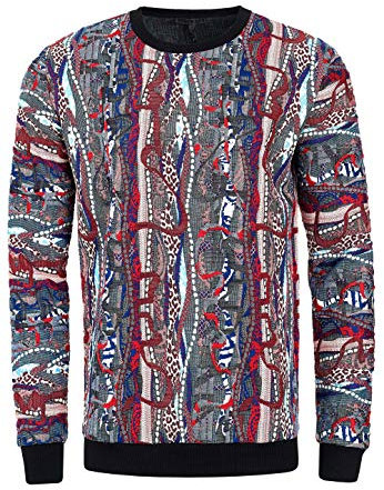 Rusty Neal Herren Streetwear 90er Sweater New York Hoody Regular Fit Sweatshirt Rundhals Sweat 132, Farbe:Blau, Größe S-3XL:XXL