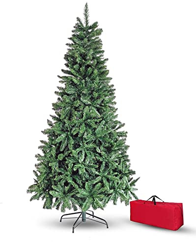 Brigros Künstlicher Weihnachtsbaum, Dicke Kiefernnadeln, + Taschen, realistisch, Haken, einfache Montage, PVC, Metallbasis, feuerhemmend (120 cm, Grün)