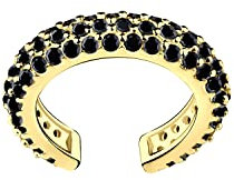 Laimons-Ohrringe Single Earcuff Klemme 15mm mit Zirkonia aus Sterling Silber 925 (Vergoldet-Schwarz)