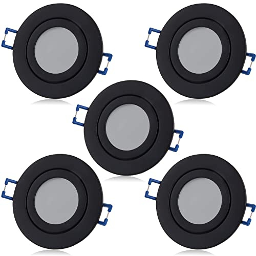 YanFeiYit LED Spots Lampe Leuchte dimmbar Keramik Flach 230V 5W Warmweiß IP44 Schwarz Set (5er Pack)