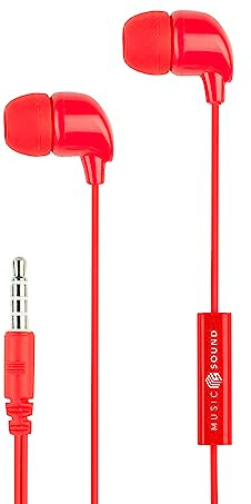 Music Sound | AURICOLARI Fullcolor In-Ear | Auricolari con Filo e Microfono - Jack 3.5 Mm - Colore Rosso
