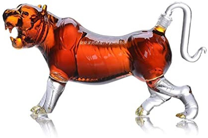 Vin Carafe à Décanter Décanteur de verre en forme d'animal créatif, bouteille de vin de vin de tigre rugissant 1000 ml / 35 oz Decanter de whisky décor à la décoration personnalisée Accessoires de Vin