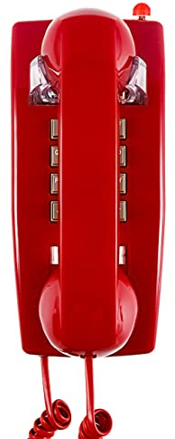 HTMengt Traditional Red Wall Phones for Landline Mechanical Ringing, Classic 2554 Wall Telephone Ringing Indicator, Retro Wall Phone Hearing Aid, Old Wall Mount Phone for Home,School, Backup Telephone