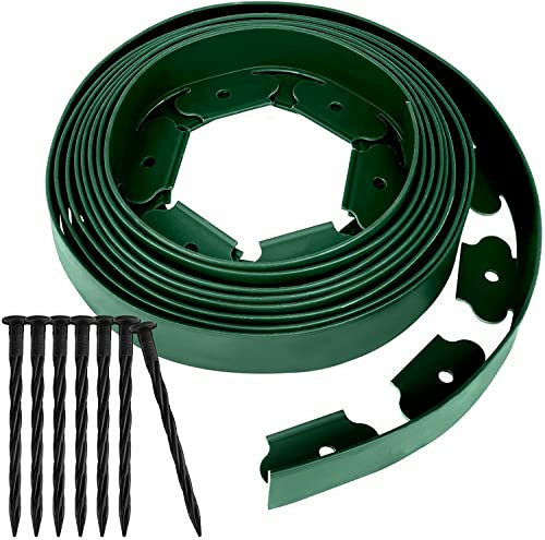 STOREX Garden Edge System Border Landscaping Lawn Flexible Heavy Duty Flower Beds Fence (Green)