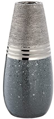GILDE Kegelvase Magma silberfarben/Granit H: 30 cm B: 13 cm T: 13cm 47269
