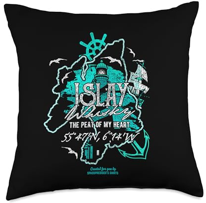 Spassprediger's Iconic Whisky Merch Design Islay Peat of My Heart Quote Whisky Throw Pillow, 18x18, Multicolor