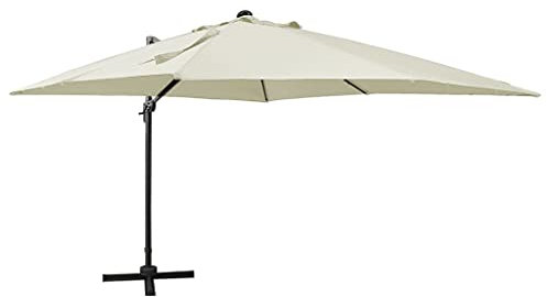 INLIFE Ampelschirm mit Mast und LED-Leuchten Sandfarben 300 cm-2344