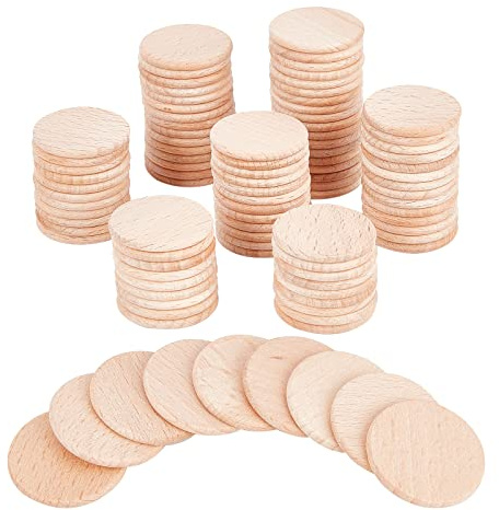 NBEADS 100 Stück Buche Holz Runde Stücke, 30.5 mm Unvollendete Holzkreise Runde Scheiben Holzausschnitte Ornamente Für DIY Handwerk Malerei Hochzeit Und Heimtextilien, 3.5 mm dick