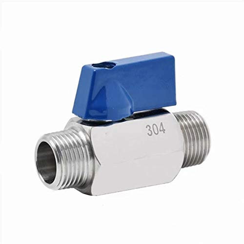 TANGJIANCHENG 1/4 3/8 1/2 1/8 3/4 1 Zoll BSP Stecker auf Stecker Mini Sanitary Kugelhahn SUS304 Edelstahl Blauer Griff (Specification : 1, Voltage : Male to Male)