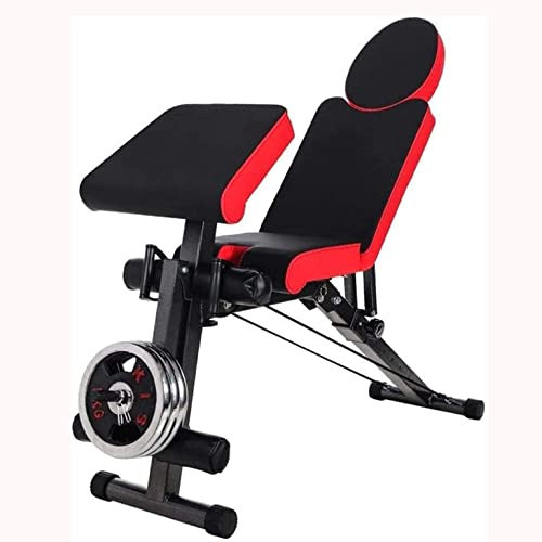 Fitness Bank Multifunktions Männer Sport Sit-Ups Home Fitness Geräte Bank Hantel Hocker Männer,Rot