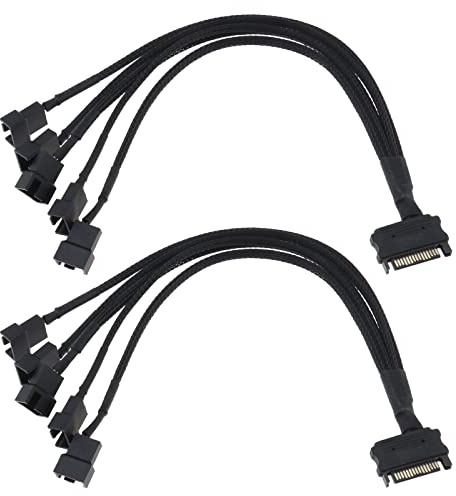 ECSiNG Lot de 2 câbles adaptateurs SATA 15 broches mâles vers 5 x 3 broches femelles à 4 broches pour ventilateur de refroidissement de boîtier PC 30 cm 12 V