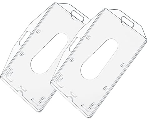 LacyMC Badge Holder, 2 Pcs Transparent Badge Holder, Credit Card Holder with Thumb Slot, for ID Cards and Badges