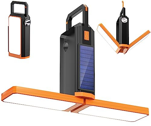 LED Campinglampe, 2023 Neu LED Camping Laterne mit 2000mAh 6 Lichtmodi 12+ Std., LED Campinglampe Solar IPX4 Wasserdicht, Tragbar Camping Licht 90° Faltbar für Camping, Wandern, Blackout [Orange]