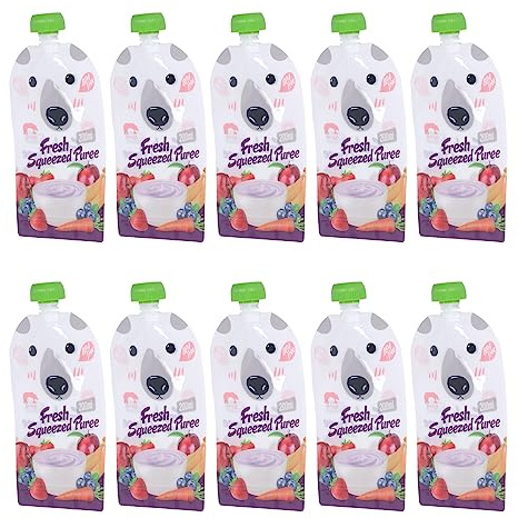 Wiederverwendbare Babynahrungsbeutel, 12 Stück, 200 Ml, Nachfüllbare Quetschbeutel, Tragbare Babynahrungs-Aufbewahrungstasche für Babynahrung oder Joghurt