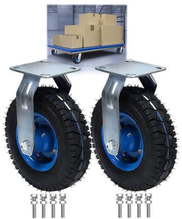 Lenkrolle Luftrad Ø 150/200/250MM, Strapazierfähige Lenkrollen Mit Bremse, 2 Bockrolle Für Möbel Mit Kugellager Leise Stoßdämpfung Transportrollen, Zum Speisewagen Mechanisch Möbel