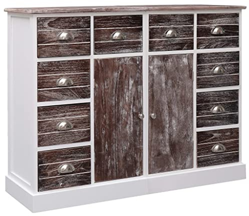CKioict Buffetschrank modern Küchenschrank Vitrinenschrank Sideboard mit 10 Schubladen Braun 113 x 30 x 79 cm Holz für Wohnzimmer & Schlafzimmer