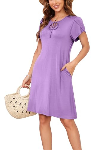 VOGMATE Vestido Mujer Algodon Verano Cortos Casual Flexibilización Vestido Camiseta Ropa de Playa Summer Dresses for Women