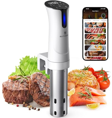 BLITZHOME Sous Vide Machine, WiFi APP Included, 1100W Sous Vide Cooker with Accurate Temperature & Timer, Stainless Ultra Quiet Precision Immersion Circulator Device, Kitchen Gadgets with Recipes