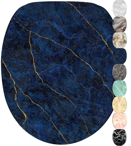 WC Sitz mit Absenkautomatik, viele schöne Marmor WC Sitze zur Auswahl, hochwertige und stabile Qualität (Marmor Darkblue)