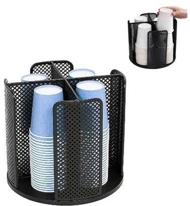 Portabicchieri Girevole A 360 Bicchieri Di Carta Porta Bicchieri Di Plastica Con 4 Scomparti, Porta Bicchierini Caffe Rimovibile,Organizer Per Tazze Portabicchieri Plastica Per Casa Ufficio (nero)
