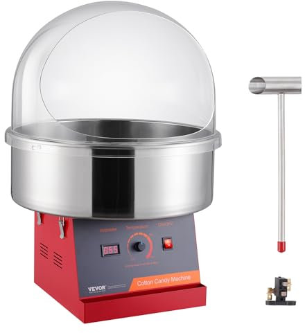 VEVOR Macchina elettrica per zucchero filato, 1 kW, macchina per zucchero filato commerciale con coperchio, ciotola in acciaio inox e cucchiaio da zucchero, per compleanni per bambini, casa, feste di