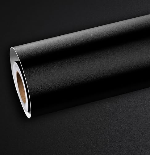 ReWallpaper Selbstklebende Tapete Schwarz Klebefolie Möbel Schwarz Matt Folie Küchenschränke Wasserfest Wandtapete Schlafzimmer Modern Abwaschbare Tapete Küche Wand Dekor Tapete Uni 40cm×3m