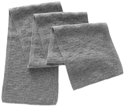 Kaschmir-Strickschal, warm, lang, 160 x 25 cm, Kaschmir-Schal, langer Schal, einfarbiger Schal, grau, One size