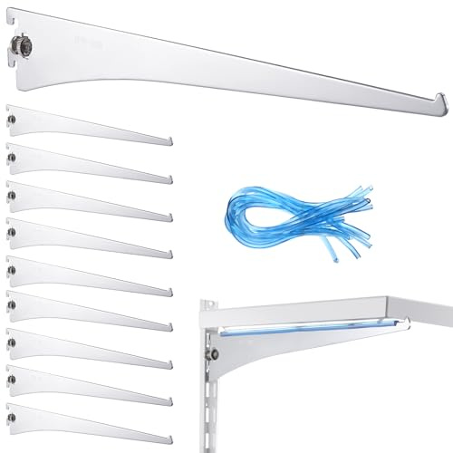 Gisafai 10 Pack Shelf Bracket Adjustable Shelving Brackets Single Track Twin Track System Metal Stand for Shelving Shelf Standard Stand for Stores Closet Kitchen (Silver,12 Inch)
