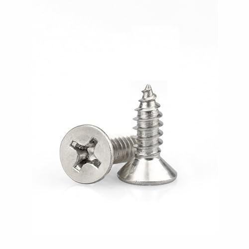 200Pcs M3x12mm Wood Screws, 304 Stainless Steel Self Tapping Screws | M3 Flat Head Screws for Wood, Small Screws, Phillips Countersunk Multi Purpose Screws for Furniture, Woodworking, DIY