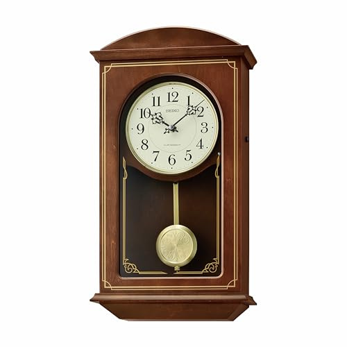 SEIKO QXM610BLH 18 Melodies Pendulum Wall Clock, 18.1 x 9.7 x 4.1 Inches