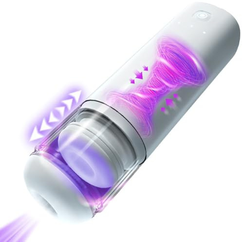 Guspiun 4 in 1 Elektrischer Masturbator Cup mit Teleskop&Saug& Vibrations und Heizfunktionen Männer solo Taschenmuschi Masturbatoren Penis Trainer Erotik Sex Spielzeug