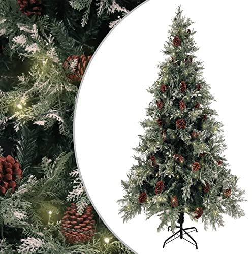 Xichuzi Weihnachtsbaum mit Beleuchtung und Kiefernzapfen 225 cm PVC&PE, Tannenbaum Künstlich, Christmas Tree, Tannenbaum Deko, Weihnachtsbäume, Christbaum - 3094566