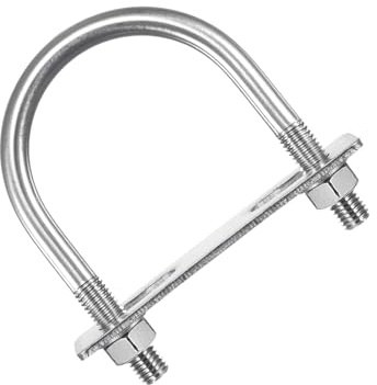 MACHSWON Perno redondo en U, juego de 2 pernos en U de acero inoxidable 304 M10 de 60 mm, ancho interior de 94 mm de longitud con tuercas y placa de marco para automóviles, barcos, remolques